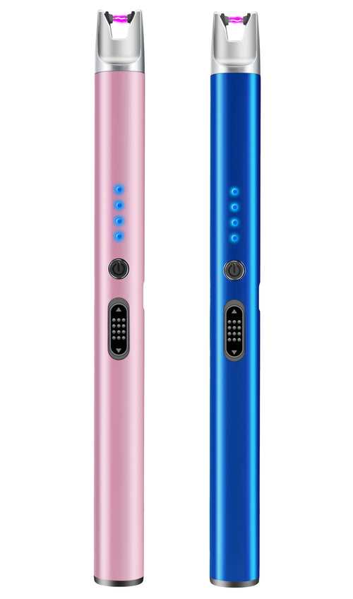 2 Pack Electric Candle Lighter USB Rechargeable Lighters Windproof Plasma Arc Lighters Flameless Type C Long Lighter with Safety Switch for Candle BBQ Camping Birthday Fireworks