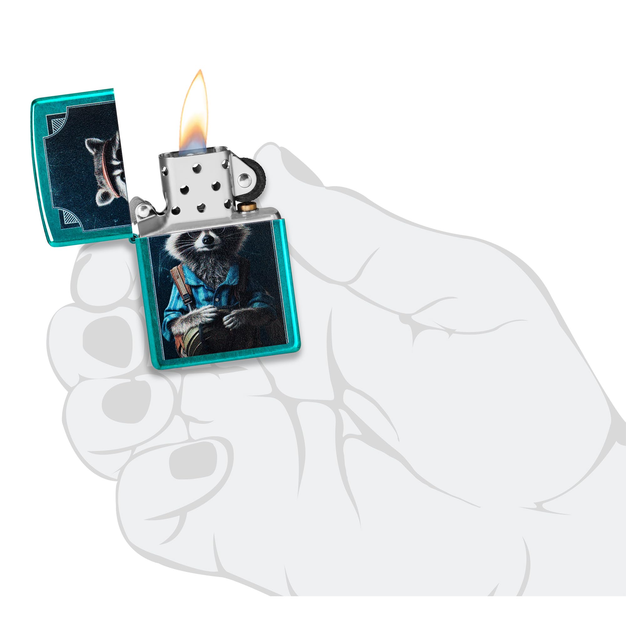 Zippo Animal Flair Design Armor High Polish Blue Pocket Lighter