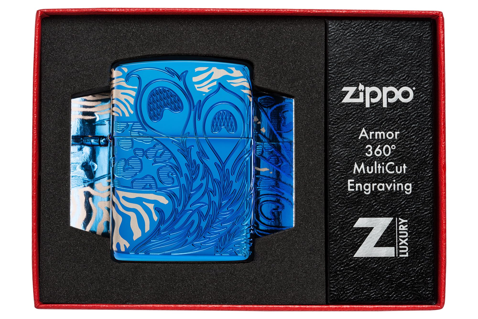 Zippo Animal Flair Design Armor High Polish Blue Pocket Lighter