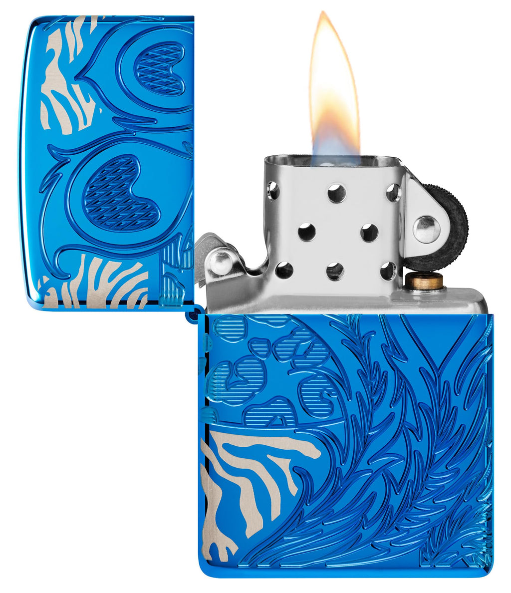 Zippo Animal Flair Design Armor High Polish Blue Pocket Lighter